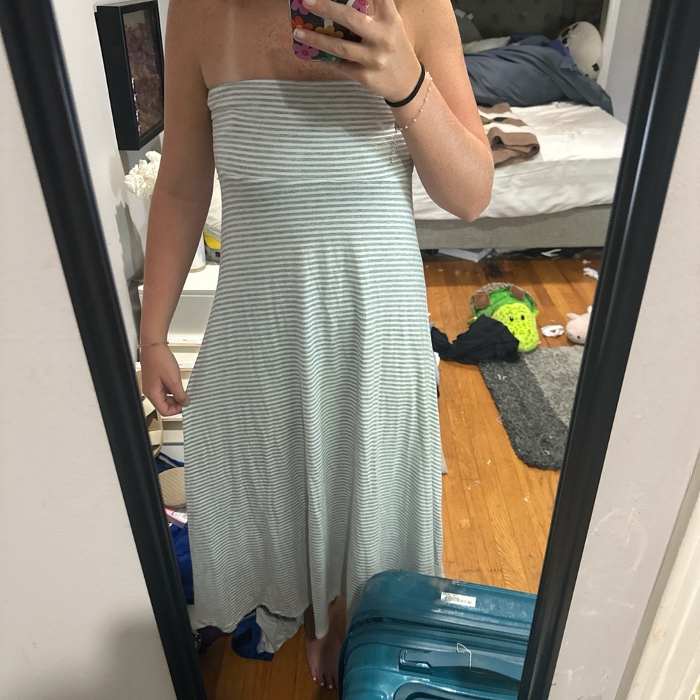 LuLaRoe Gray and White Striped Dress